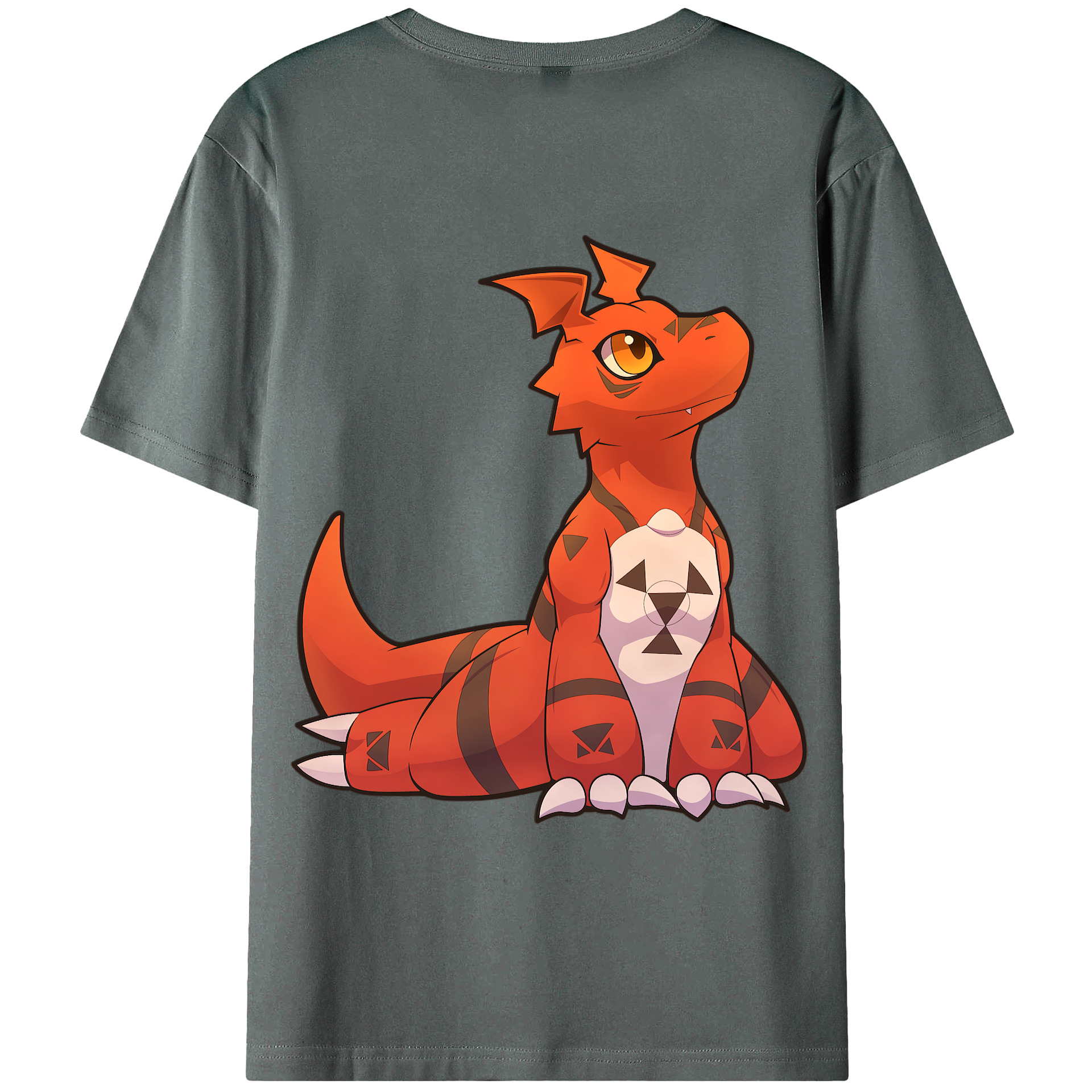（画像用） Digimon デジタルモンスター/デジモン 綿100％ メンズ半袖Tシャツ（バックプリント） 通気性